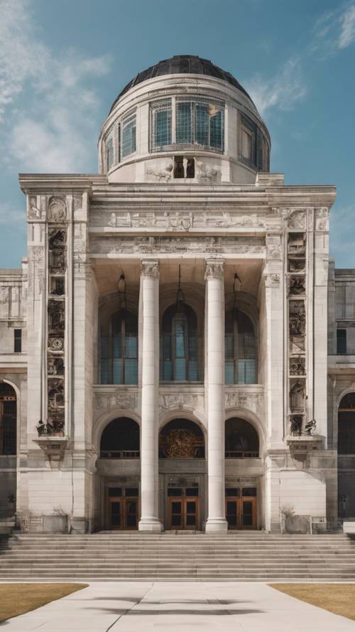 Michigan&#39;daki Detroit Sanat Enstitüsü ve güneşli bir günde çekilen çarpıcı Rönesans tarzı mimarisi.