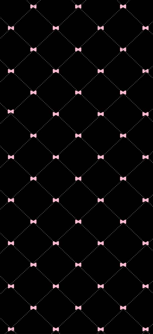 Pink Bows on Black Diamond Pattern Background