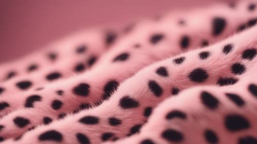 A wallpaper patterned with pastel pink cheetah print, lit up by warm ambient light.