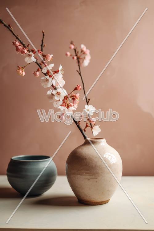 Fleurs de cerisier dans un vase simple