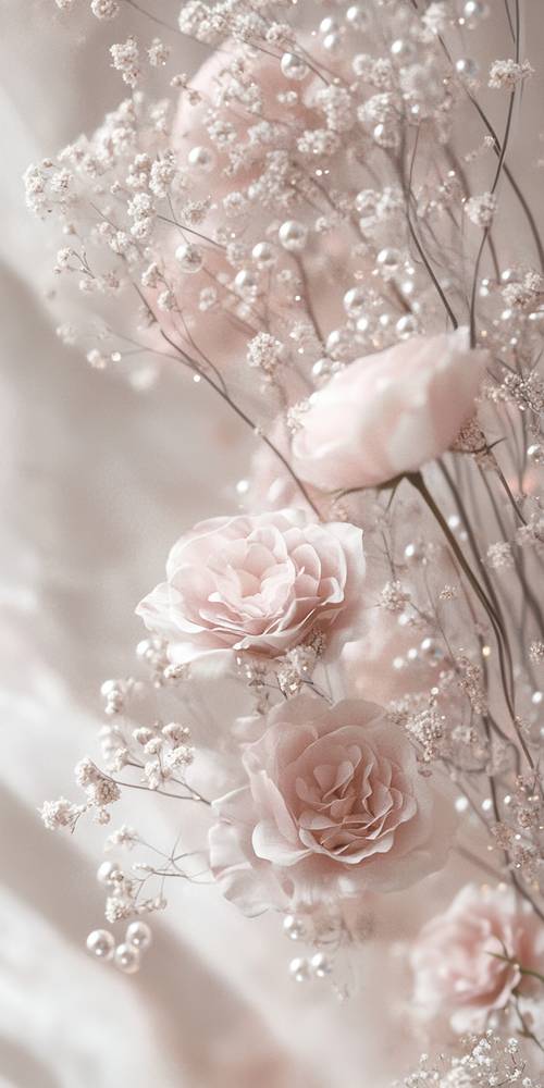 Elegant Pink Roses with Sparkling Dew Drops Tapetai [61d0d46a85a4406ba4b9]