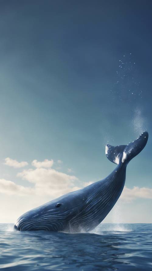 A 3D model of a majestic blue whale swimming gracefully in the deep sea