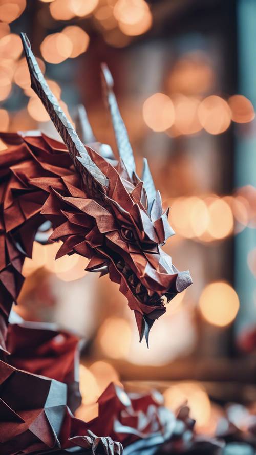 Изображение японского дракона в технике оригами.