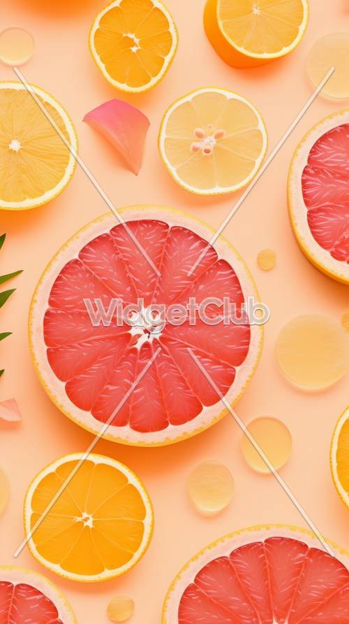 明亮的柑橘類水果切片設計