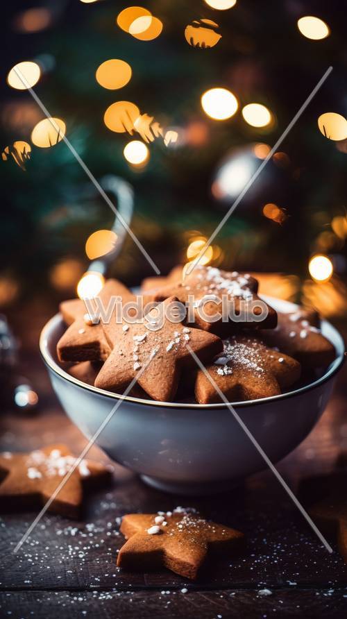 Biscoitos de Natal em formato de estrela em uma tigela