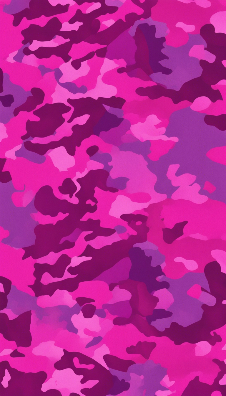 Repeat pattern showcasing hot pink camouflage blending with a touch of purple.壁紙[64dd91d3fbd245679038]