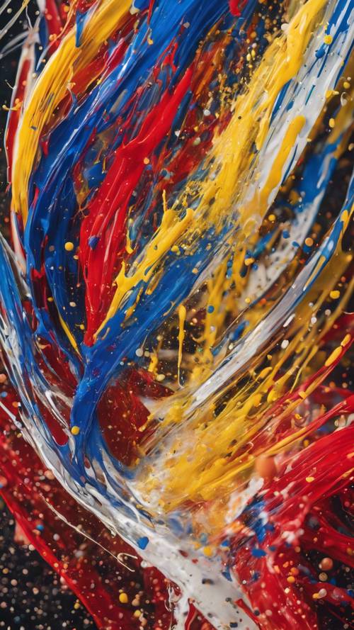 Artful abstract featuring streaks and splashes of bold primary colors Tapet [bedb63cec666481a8c24]