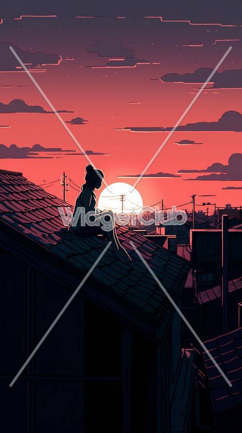 Sunset Dreamer on Rooftops Tapet [0896078032de466b9bc5]