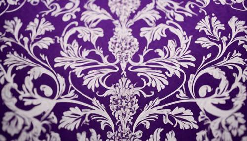 紫と白の王室ダマスク模様の壁紙　 - デザインのバレエ！