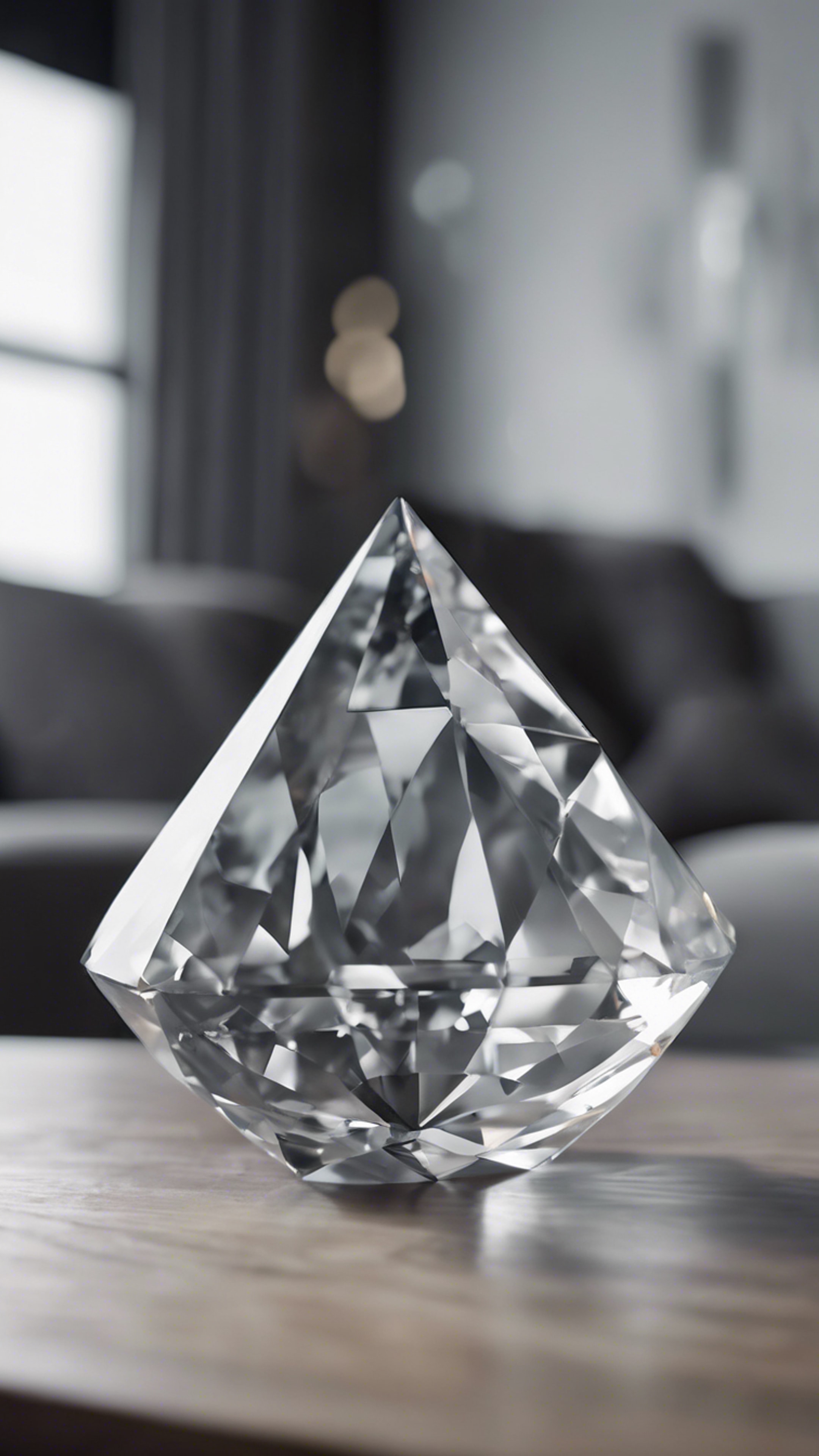 A minimalist gray diamond centerpiece adorning a modern loft-space living room. Wallpaper[b9afc59a64a443e4b5a1]