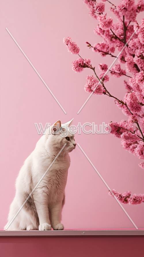 Cherry Blossom Cat Tapet [3bffccf81b824ada9727]