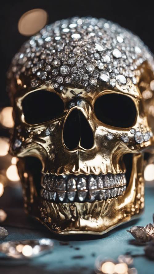 A dazzling velvet skull with shimmering diamond eyes Tapeta [ee1e7c53eea246ad8e6a]