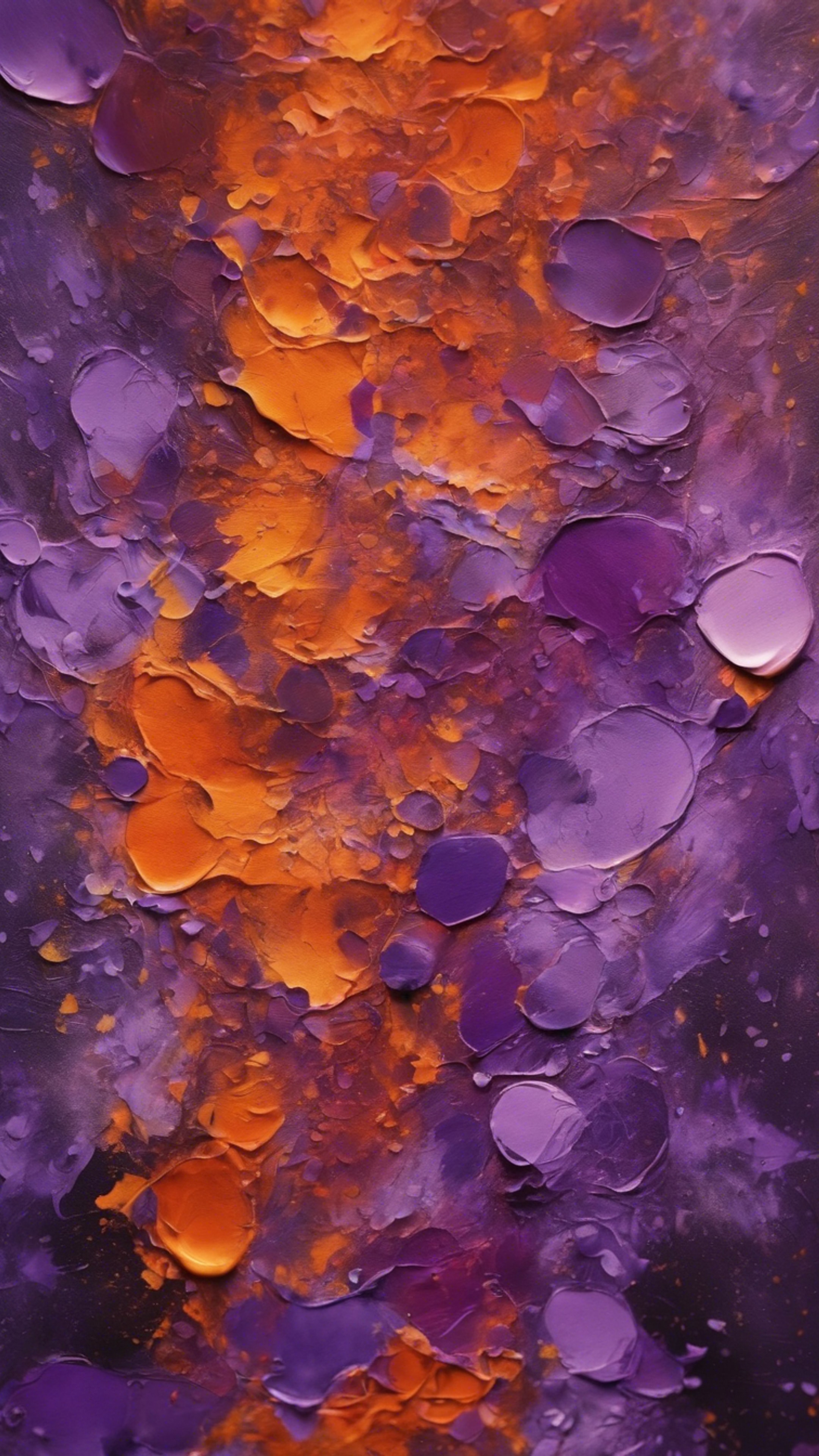 A vibrant abstract painting incorporating shades of cool purple and warm orange.壁紙[9b96d68f4ffb464d8908]