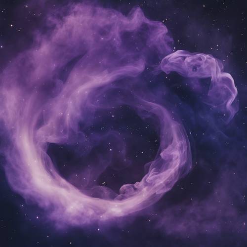 A velvety swirl of violet smoke arching across an indigo night sky, reminiscent of the Aurora Borealis.