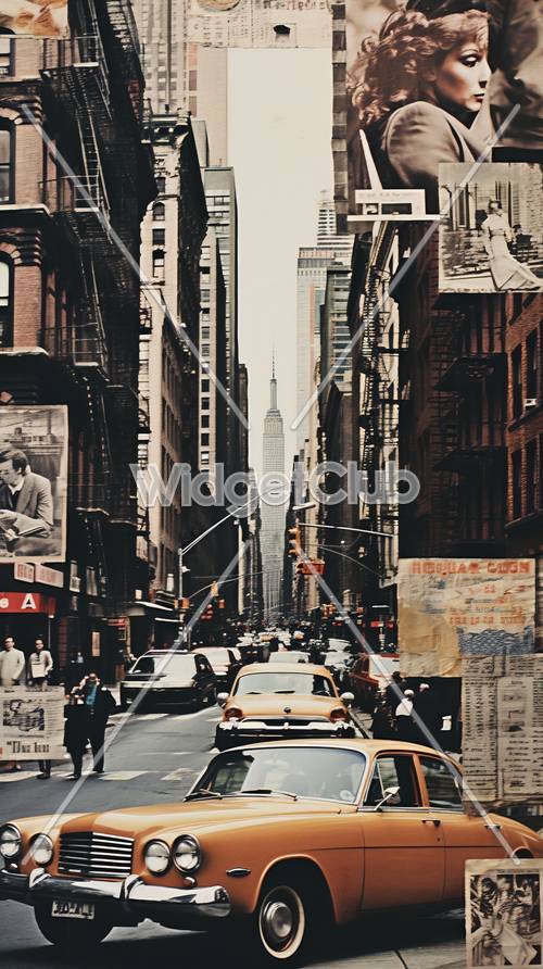 مشهد شارع مدينة نيويورك مع المشاعر العتيقة