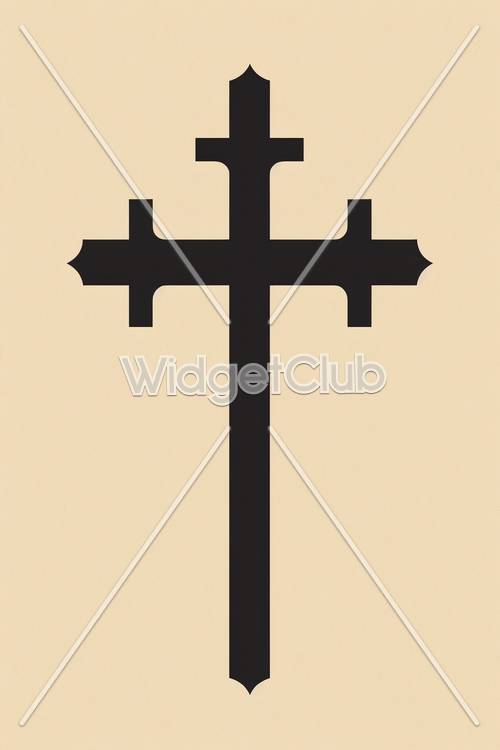 Minimalist Cross Design on Tan Background