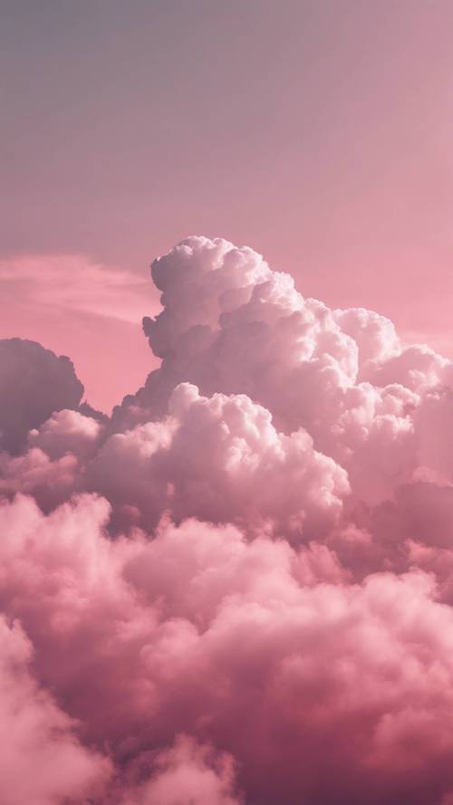 Nuvens rosa fofas no céu