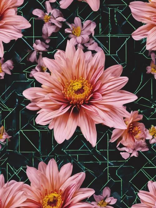 Auffällige, geometrische Blumenmuster aus den 1980ern.