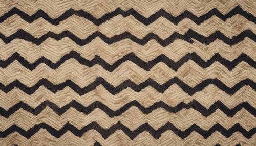 A bold zigzag pattern intricately designed on a beige rug. Tapet [01b714ddf1a74709a287]