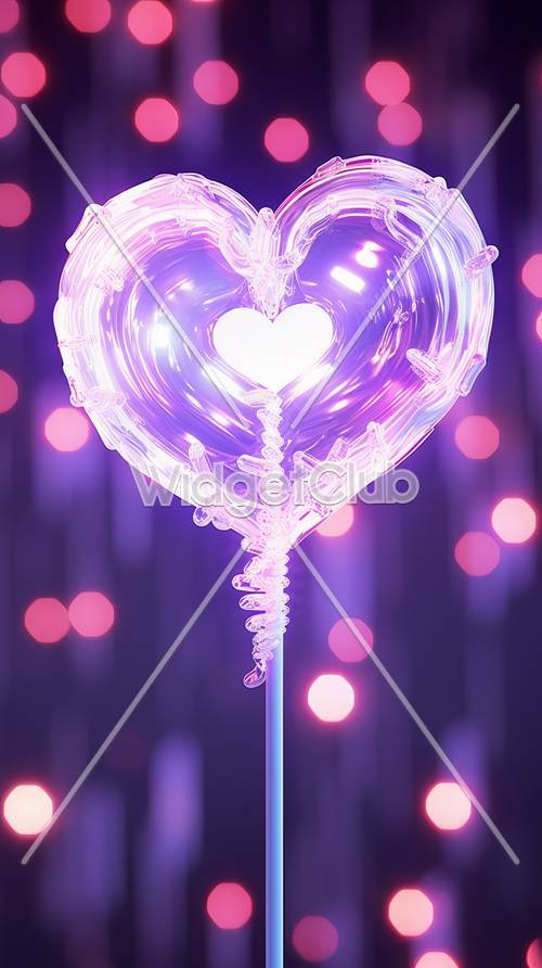 Luz de corazón púrpura brillante y hermosa