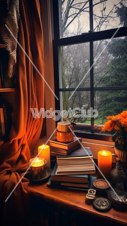Przytulny kącik do czytania przy oknie Tapeta [f95dc959785f4f388f7c]