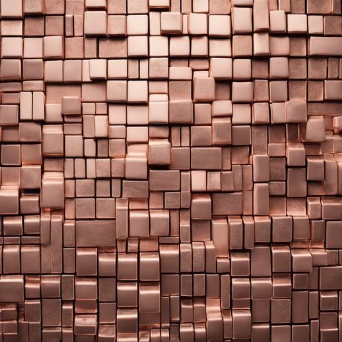 Геометрический узор, образованный маленькими квадратными кирпичиками из розового золота.