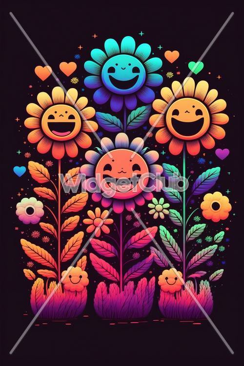 Smiling Sunflowers and Magical Colors