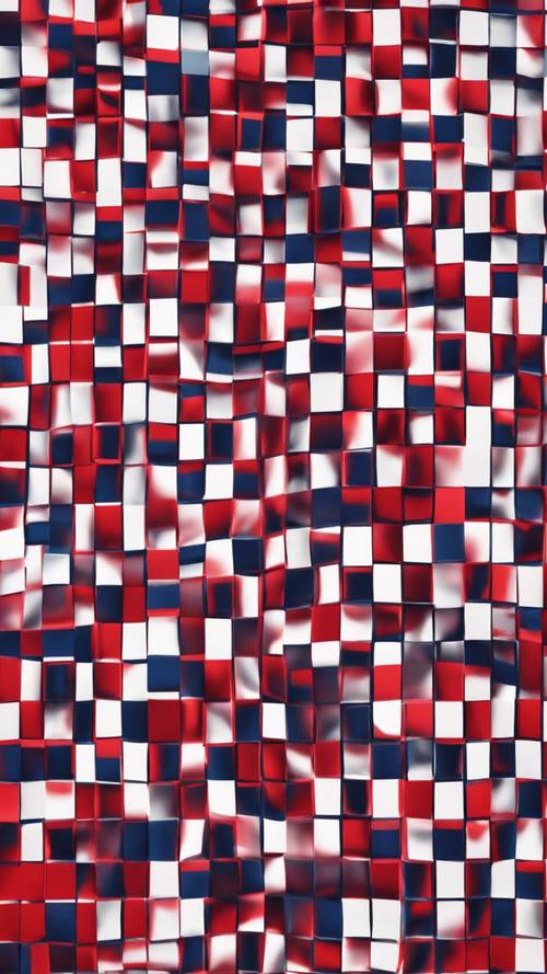 Interwoven network of red and navy squares for a checkered pattern.