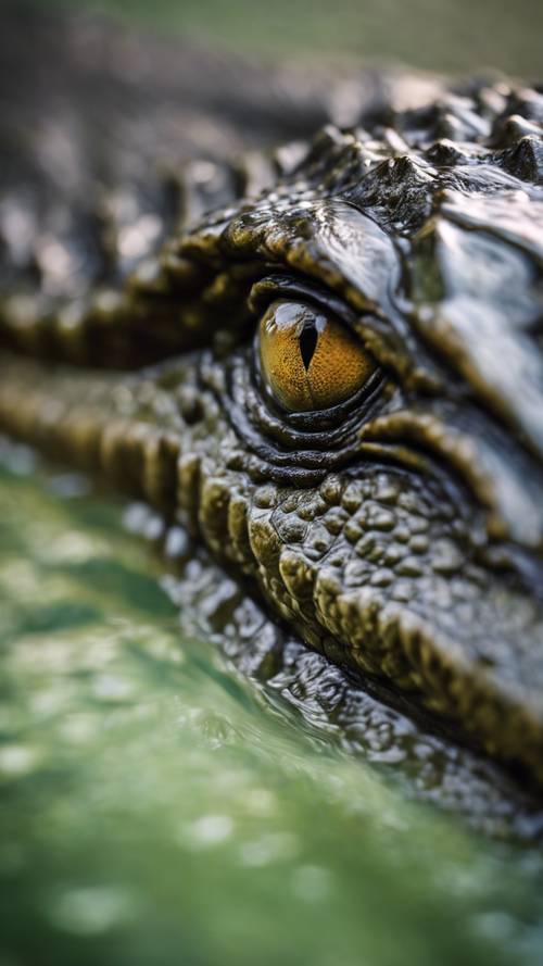 Крупный план уха крокодила, демонстрирующий его уникальную структуру и дизайн.