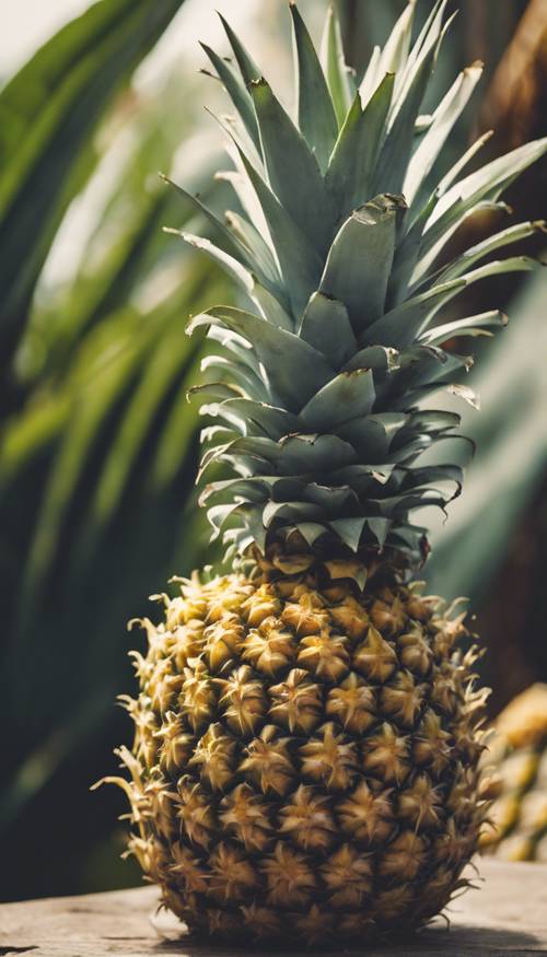 Pineapple styled in a vintage way like a 1930s commercial advertisement.