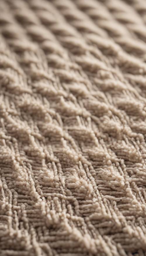 A detailed close-up of a beige patterned carpet.