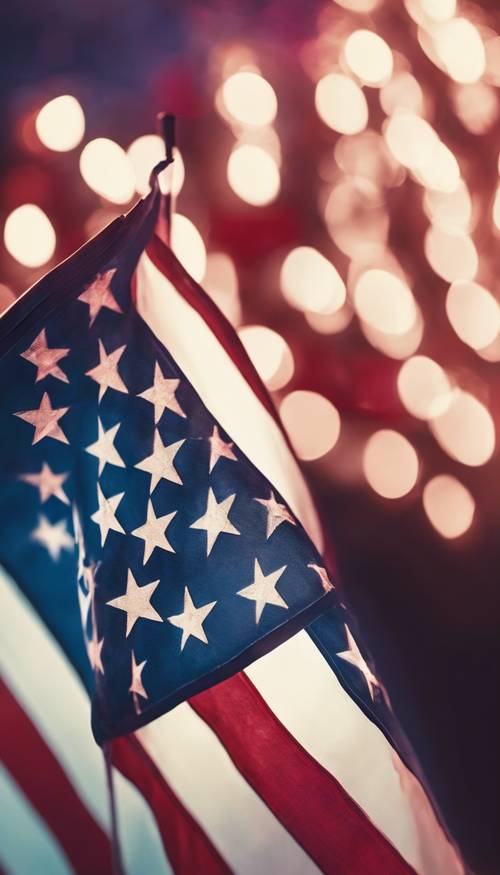 Representação em néon de uma bandeira americana, brilhando no escuro.