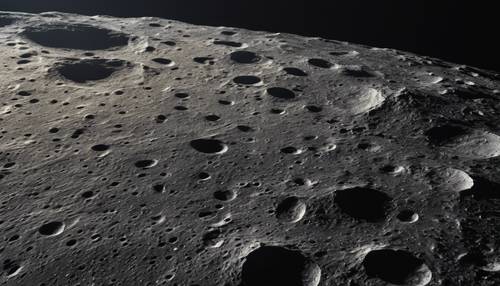 A detailed view of the moon's cratered surface against the black canvas of space.