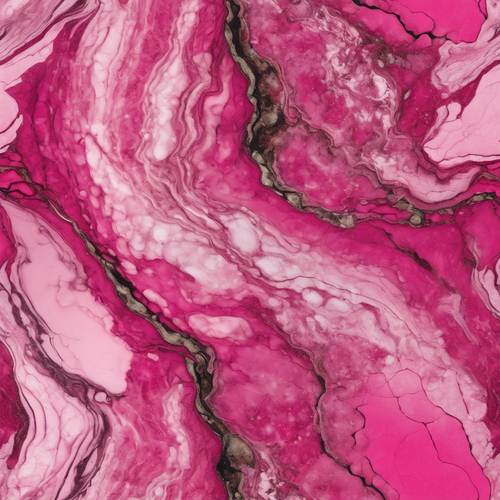 Thick, glossy, hot pink marble with layers of lighter veins twisting through.