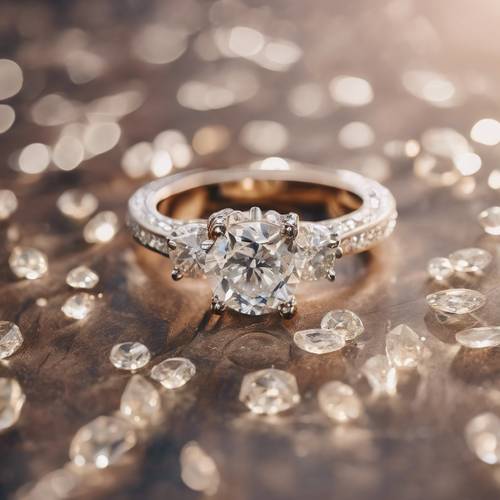 An extravagant diamond-encrusted engagement ring for a one-year wedding anniversary. Валлпапер [6d93b485f97c4ea2b2dc]