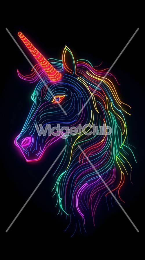 Arte unicorno colorato al neon