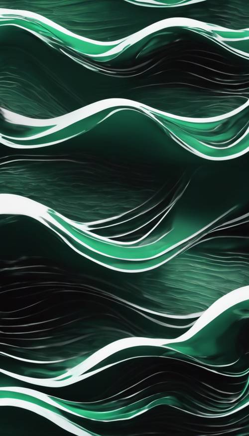 Um fundo escuro simples com ondas abstratas fluindo em verde escuro e preto.