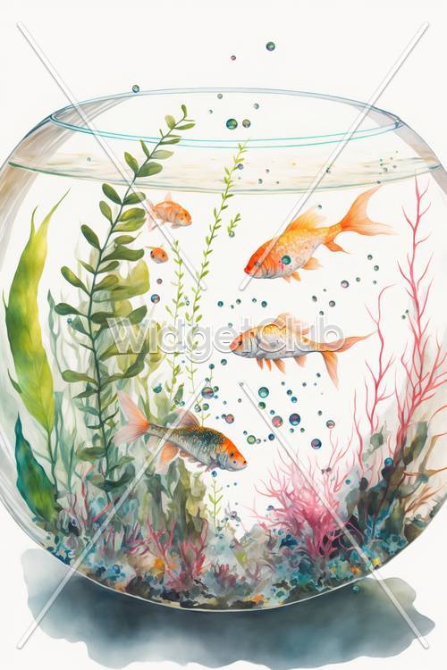 Pesci colorati in una ciotola trasparente