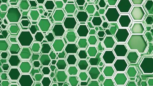 緑色の六角形が入った幾何学模様の壁紙