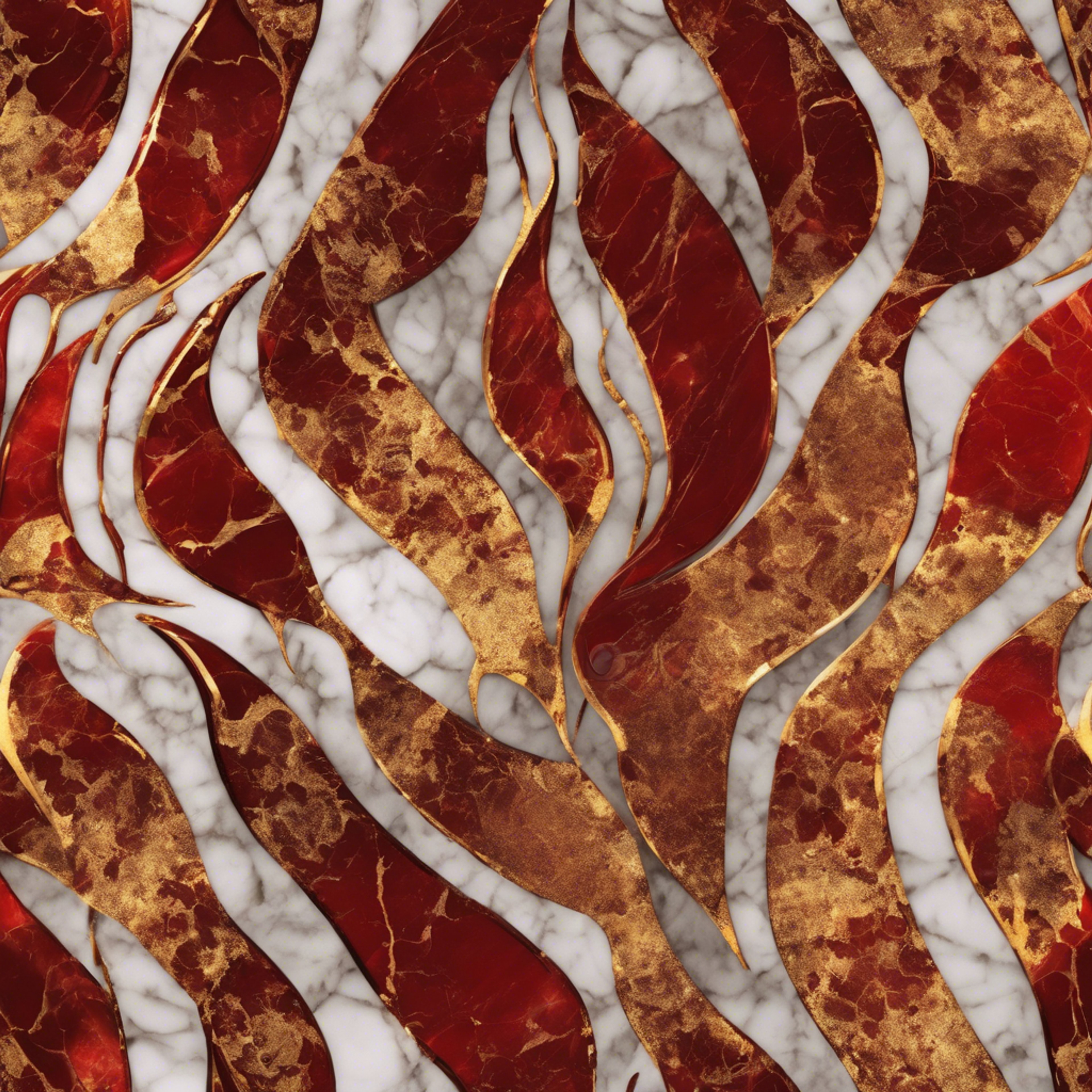 The expensive and regal aura of a red and gold marble in the form of a seamless pattern. Wallpaper[736a74fc5a83450fa80f]