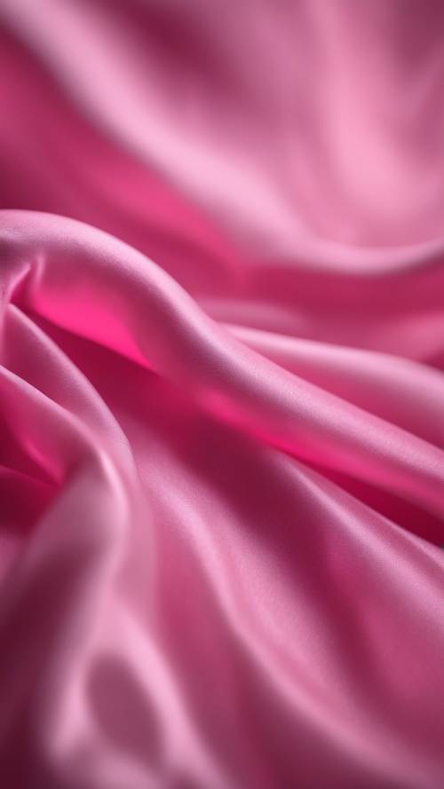 Una sábana de tela brillante que fluye hacia abajo con una hermosa transición del rosa oscuro al rosa claro.