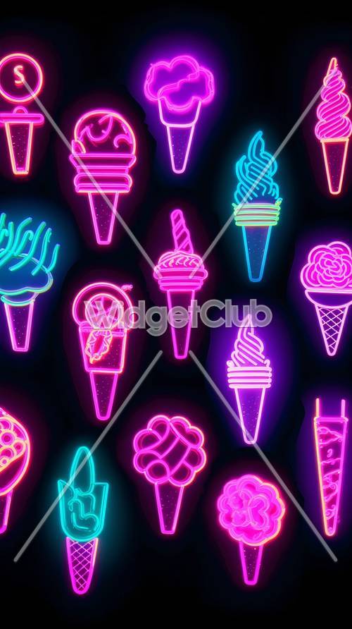 Neon-Muster mit Eiscreme und Leckereien