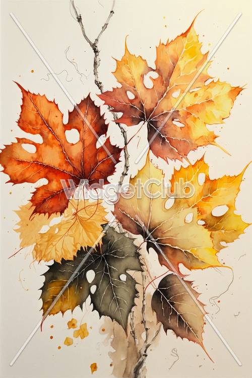 Folhas de outono em estilo aquarela