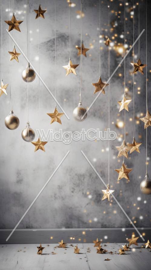 Błyszczące gwiazdy i bombki Dekoracja świąteczna
