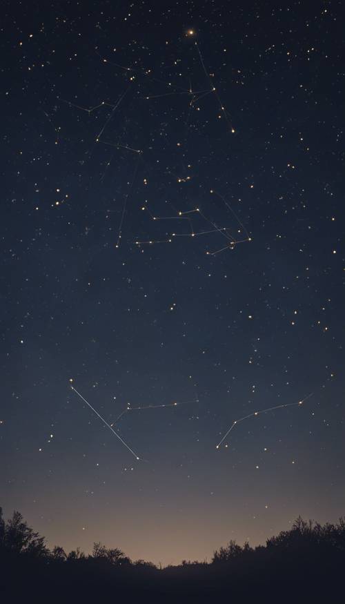 Das Sternbild Großer Wagen leuchtet lebhaft am wolkenlosen Nachthimmel.