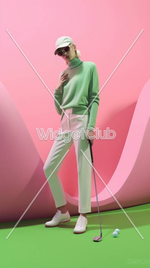 Stylish Pink and Green Fashion Scene Tapéta[4c89fcd119904d82ac46]