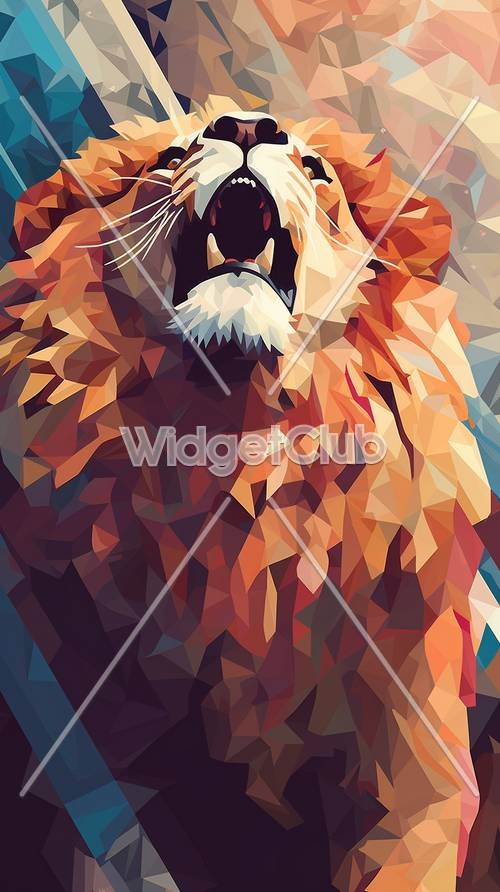 Tiger in Geometric Colors for Your Screen 벽지[09f5b1b60dbd43bfa922]