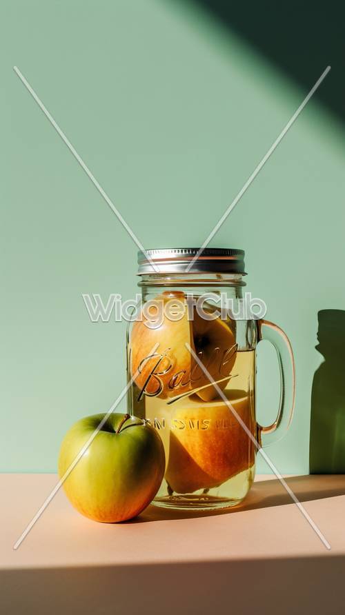Zdjęcie słonecznego słoika z jabłkami