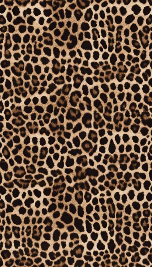Koyu çikolata renkli kumaş üzerine güzel bir şekilde kabartılmış, leopar desenlerinden oluşan kusursuz bir desen.