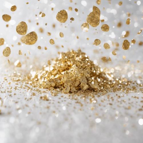 A profusion of gold splatter on contrastingly bright white glitter. Tapeta [8bcc301f34f543c79144]